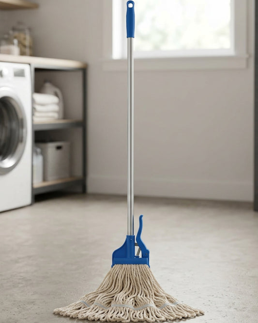Zovn Leverloop Cotton String Mop 52 in Natural Blue - Lifestyle view