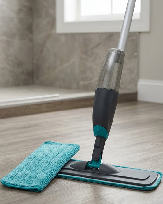 Zovn Mistline Refillable Spray Flat Mop 49 in Charcoal with 2 Pads - Lifestyle view