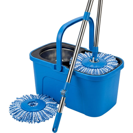 Zovn Spin Mop Bucket Set Blue 2 Mop Heads
